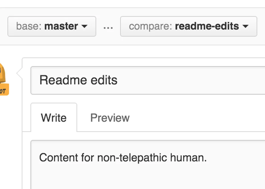عنوان و توضیح pull request